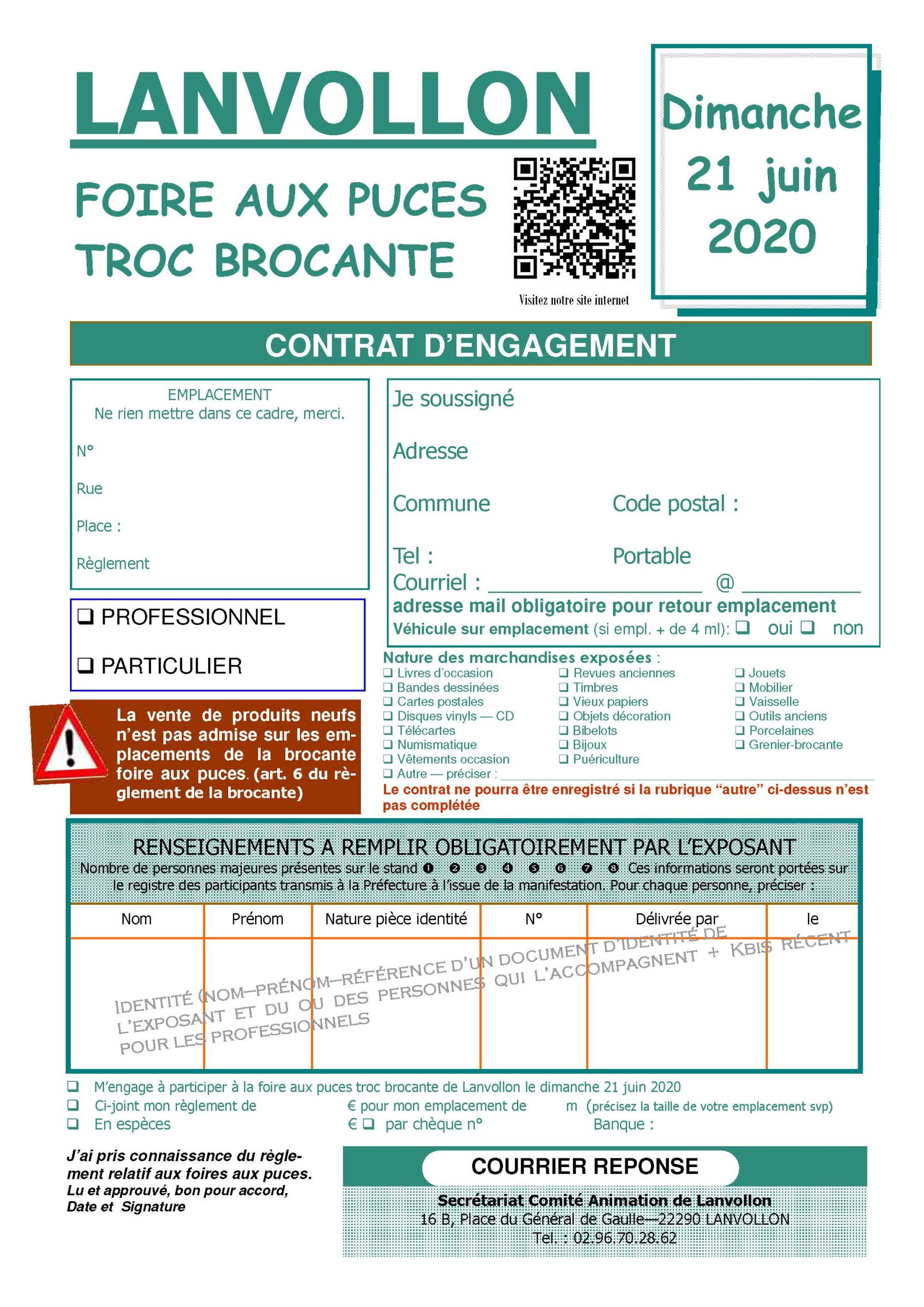 Contrat engagement Brocante Juin 2020